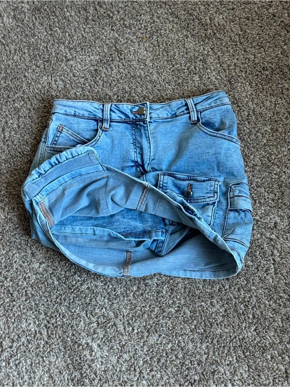 Source Unknown Light Blue Denim Cargo Mini Skirt